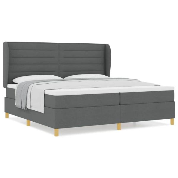 Boxspringbett mit Matratze Dunkelgrau 200x200 cm Stoff