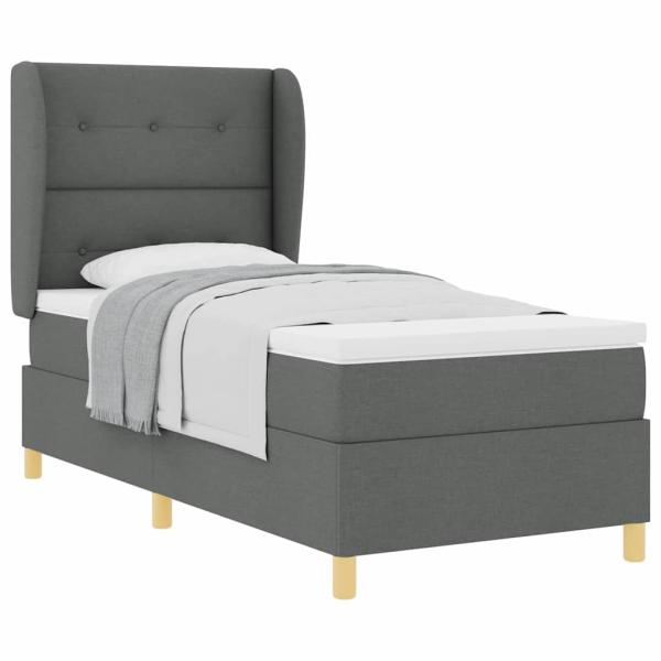 Boxspringbett mit Matratze Dunkelgrau 90x200 cm Stoff