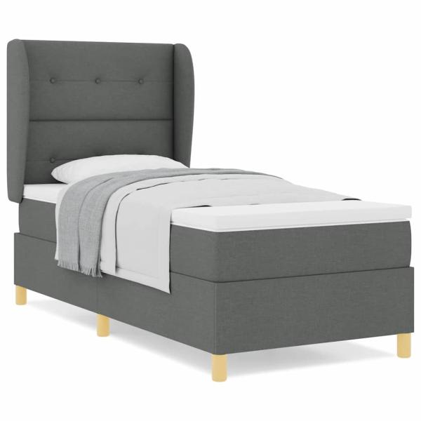 Boxspringbett mit Matratze Dunkelgrau 90x200 cm Stoff