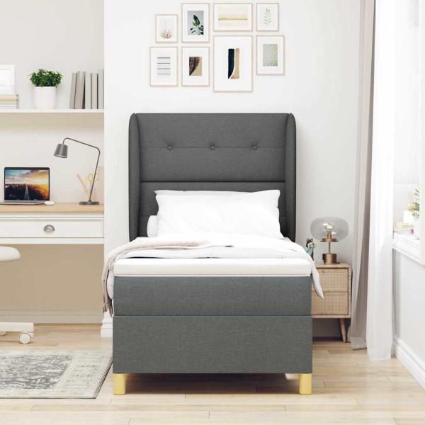 Boxspringbett mit Matratze Dunkelgrau 90x200 cm Stoff