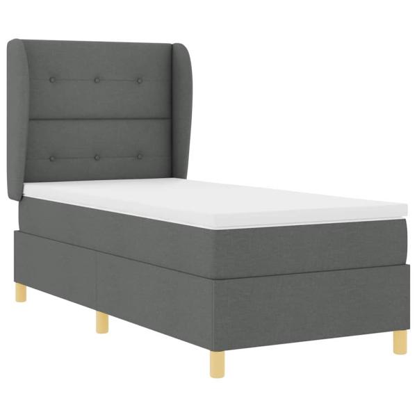 Boxspringbett mit Matratze Dunkelgrau 90x200 cm Stoff