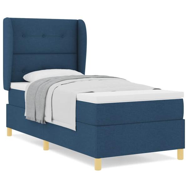 Boxspringbett mit Matratze Blau 90x200 cm Stoff