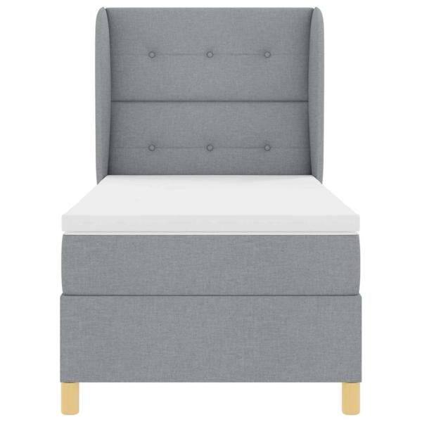 Boxspringbett mit Matratze Hellgrau 100x200 cm Stoff