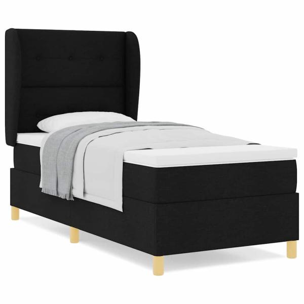 Boxspringbett mit Matratze Schwarz 100x200 cm Stoff