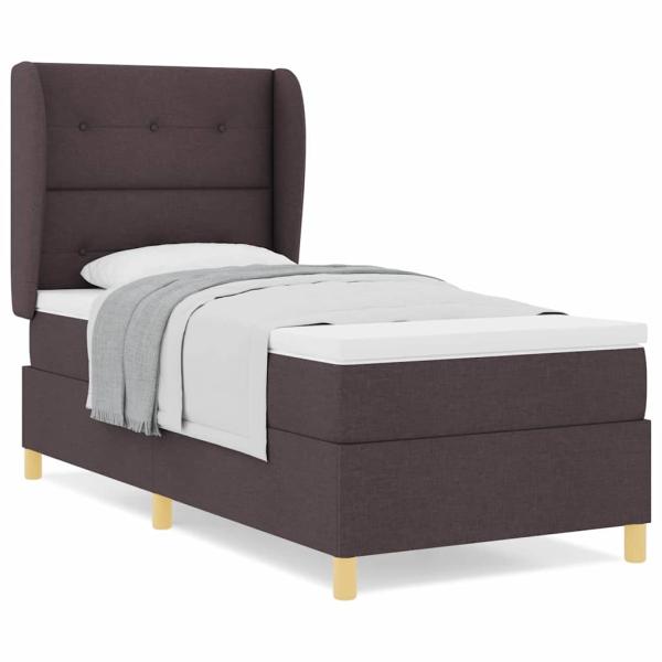 Boxspringbett mit Matratze Dunkelbraun 100x200 cm Stoff