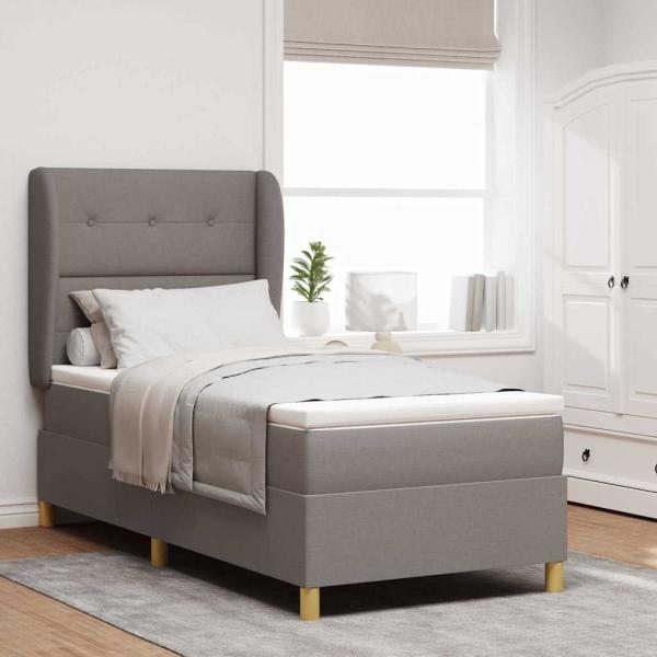 ARDEBO.de - Boxspringbett mit Matratze Taupe 100x200 cm Stoff