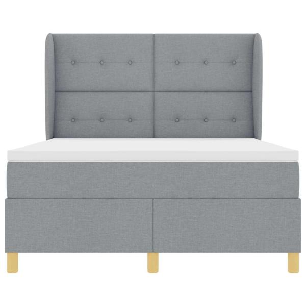 Boxspringbett mit Matratze Hellgrau 140x200 cm Stoff