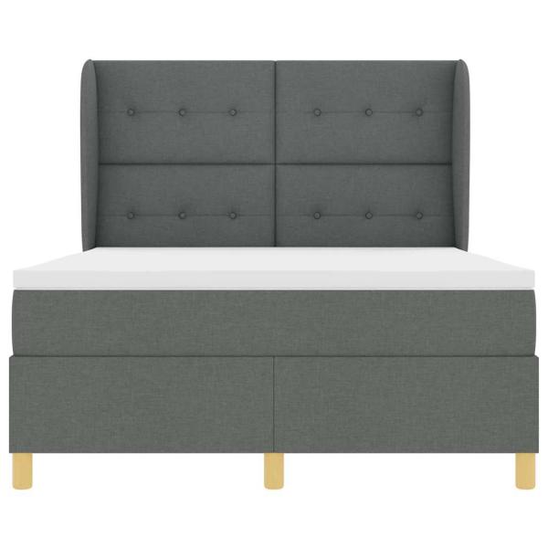 Boxspringbett mit Matratze Dunkelgrau 140x200 cm Stoff
