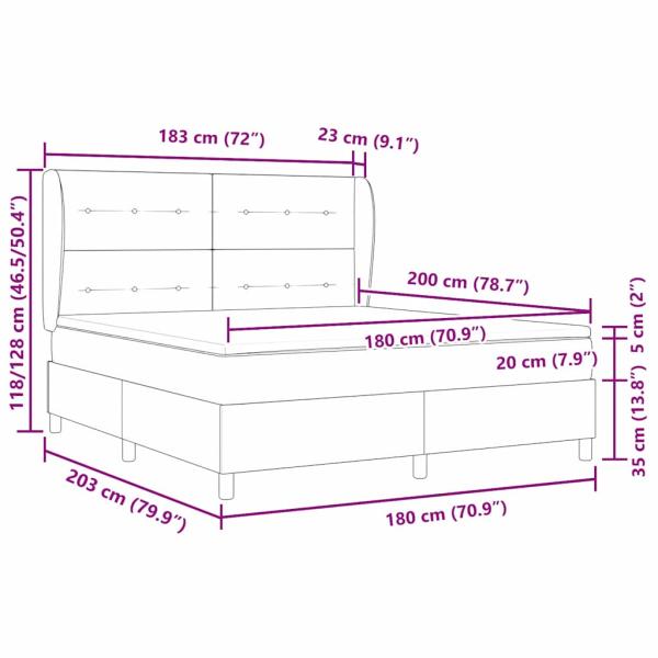 Boxspringbett mit Matratze Hellgrau 180x200 cm Stoff