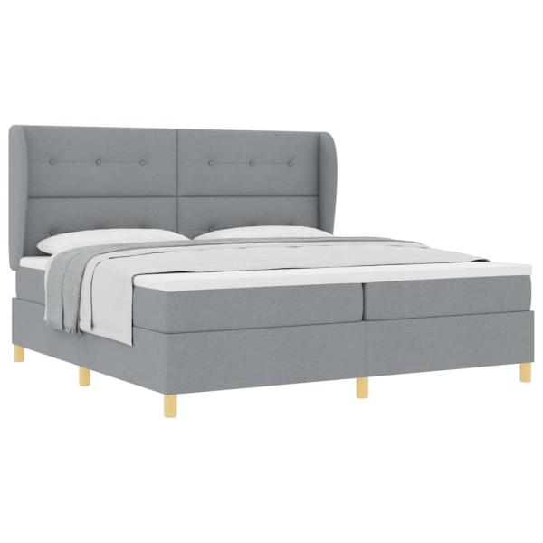Boxspringbett mit Matratze Hellgrau 200x200 cm Stoff