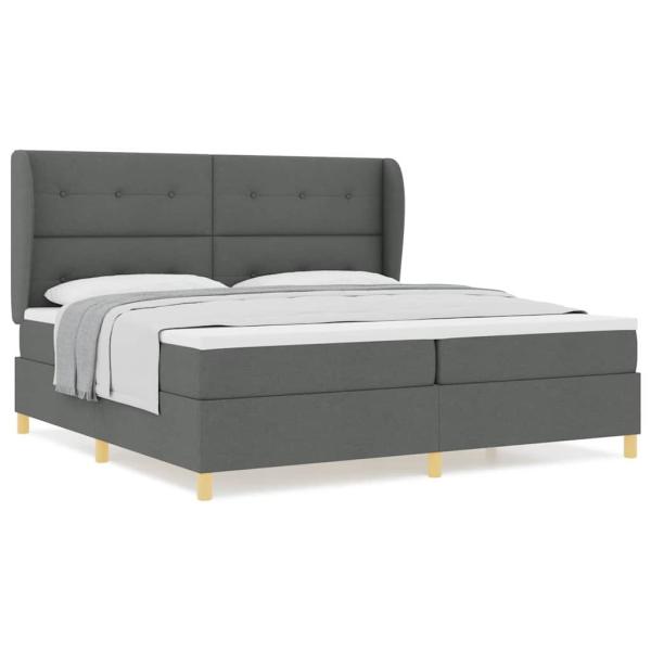 Boxspringbett mit Matratze Dunkelgrau 200x200 cm Stoff