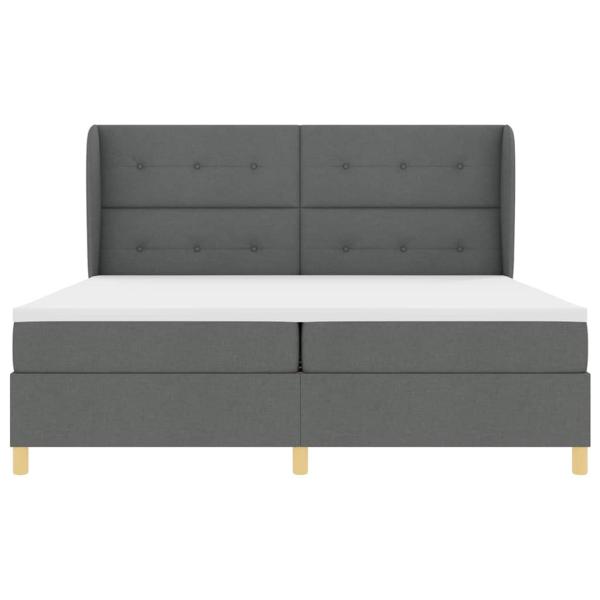 Boxspringbett mit Matratze Dunkelgrau 200x200 cm Stoff