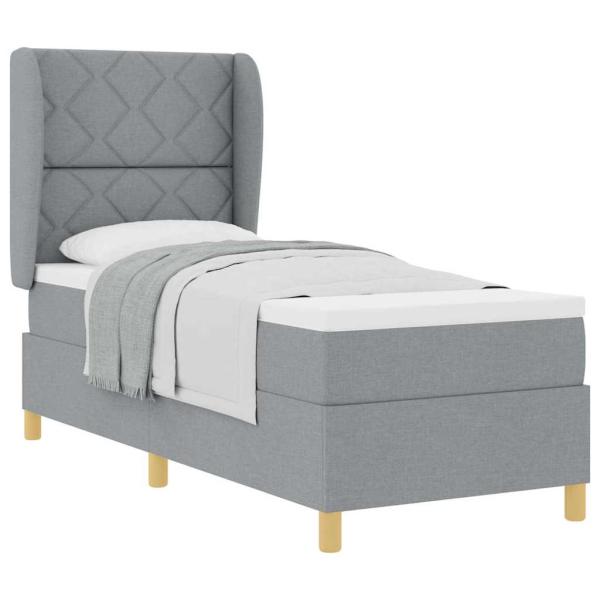 Boxspringbett mit Matratze Hellgrau 80x200 cm Stoff