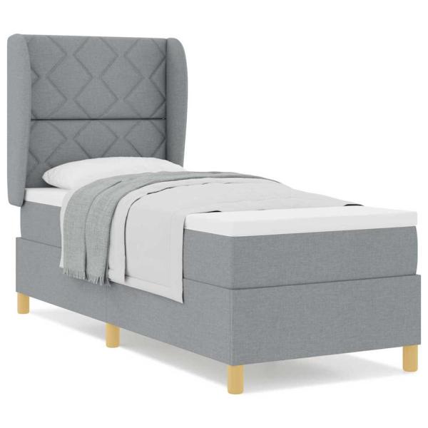 Boxspringbett mit Matratze Hellgrau 80x200 cm Stoff