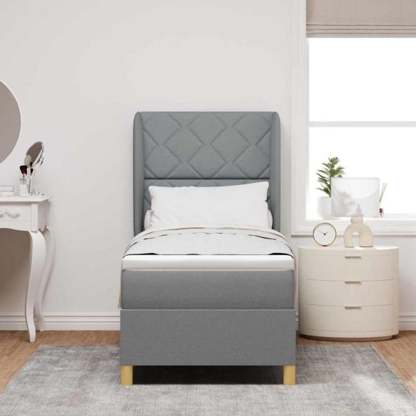 Boxspringbett mit Matratze Hellgrau 80x200 cm Stoff