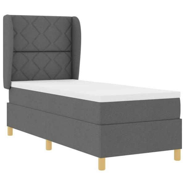 Boxspringbett mit Matratze Dunkelgrau 80x200 cm Stoff