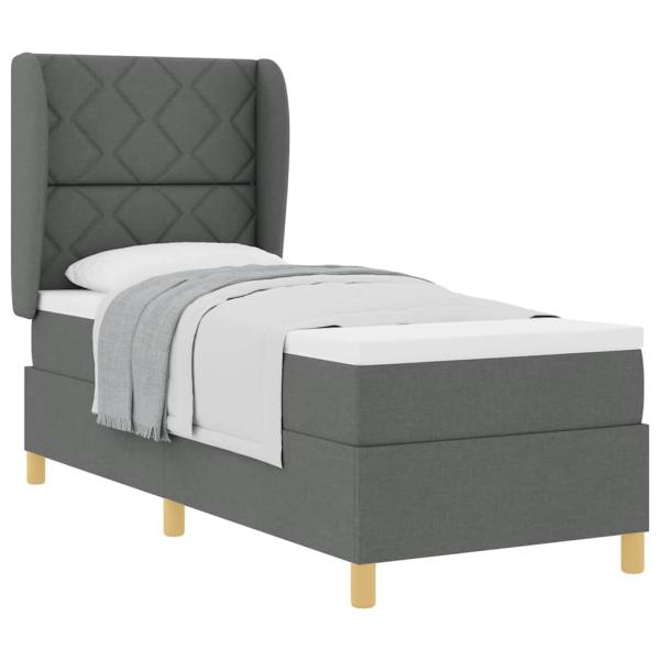 Boxspringbett mit Matratze Dunkelgrau 80x200 cm Stoff