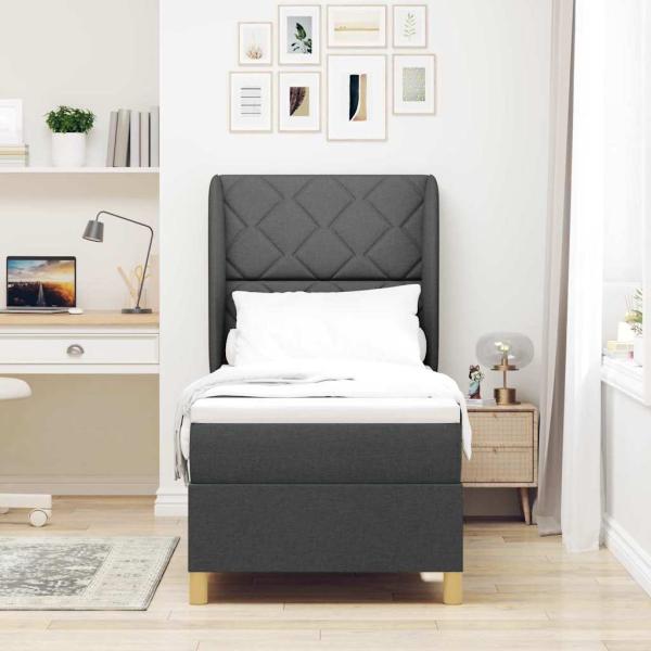 Boxspringbett mit Matratze Dunkelgrau 80x200 cm Stoff