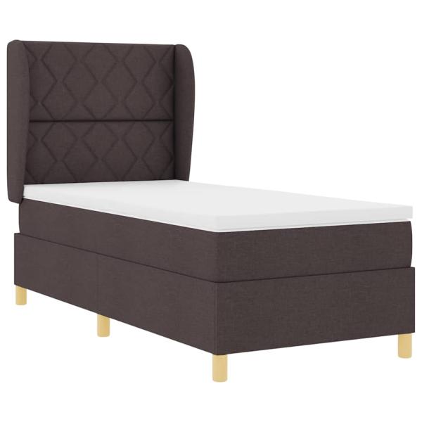 Boxspringbett mit Matratze Dunkelbraun 90x200 cm Stoff
