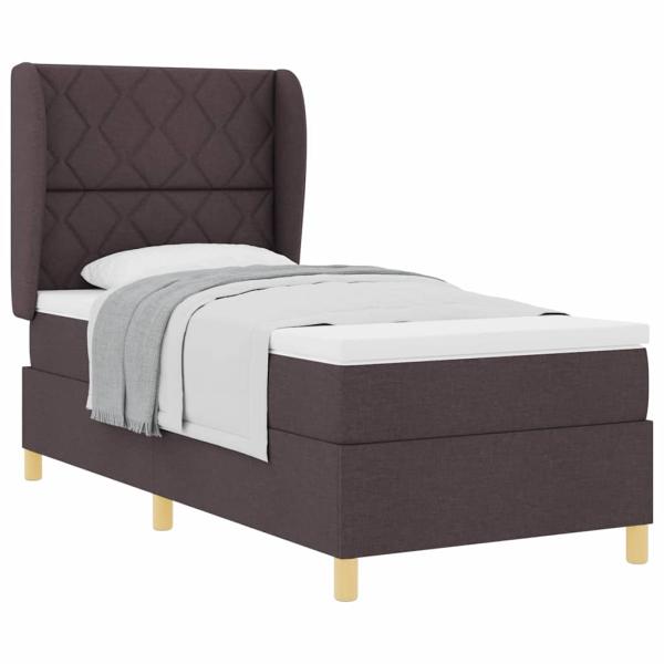 Boxspringbett mit Matratze Dunkelbraun 90x200 cm Stoff