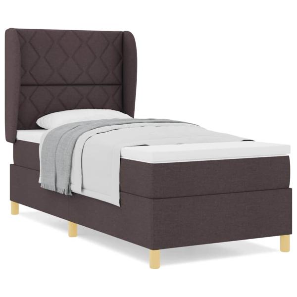 Boxspringbett mit Matratze Dunkelbraun 90x200 cm Stoff