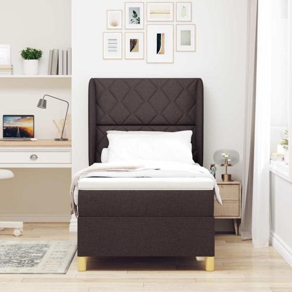 Boxspringbett mit Matratze Dunkelbraun 90x200 cm Stoff
