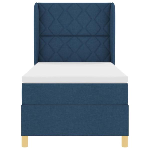 Boxspringbett mit Matratze Blau 90x200 cm Stoff