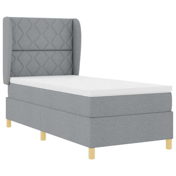 Boxspringbett mit Matratze Hellgrau 100x200 cm Stoff