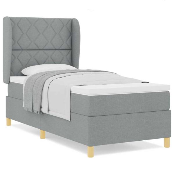 Boxspringbett mit Matratze Hellgrau 100x200 cm Stoff