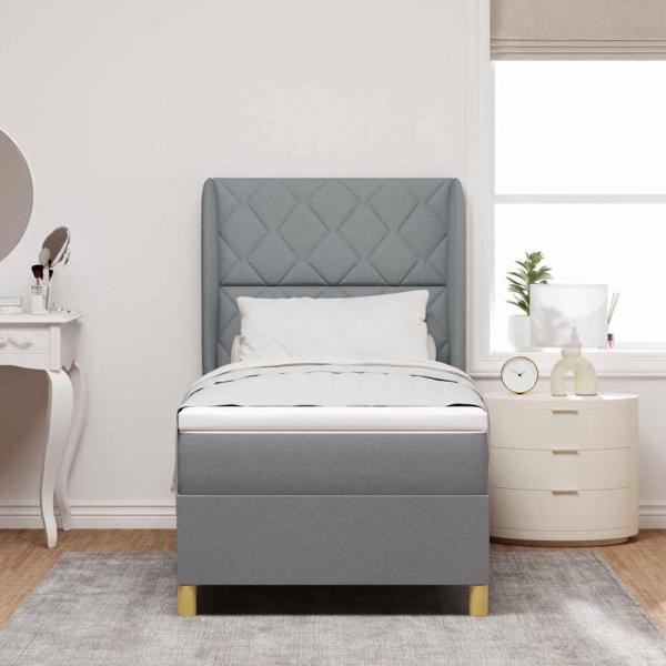 Boxspringbett mit Matratze Hellgrau 100x200 cm Stoff