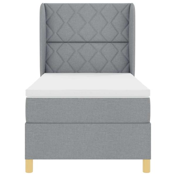 Boxspringbett mit Matratze Hellgrau 100x200 cm Stoff