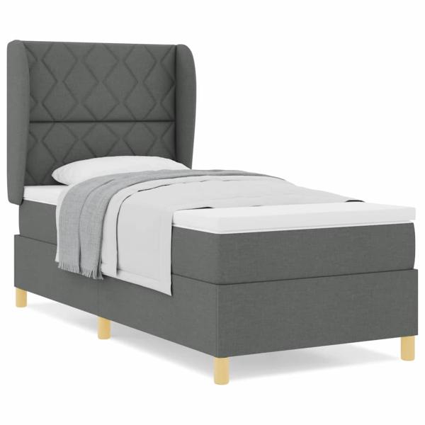 Boxspringbett mit Matratze Dunkelgrau 100x200 cm Stoff