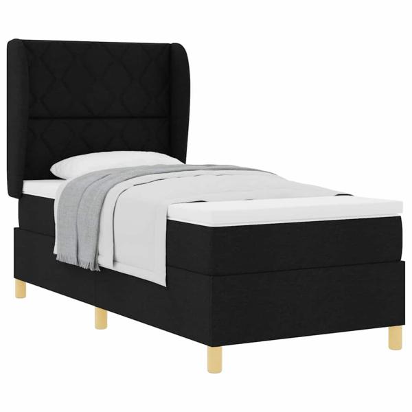 Boxspringbett mit Matratze Schwarz 100x200 cm Stoff