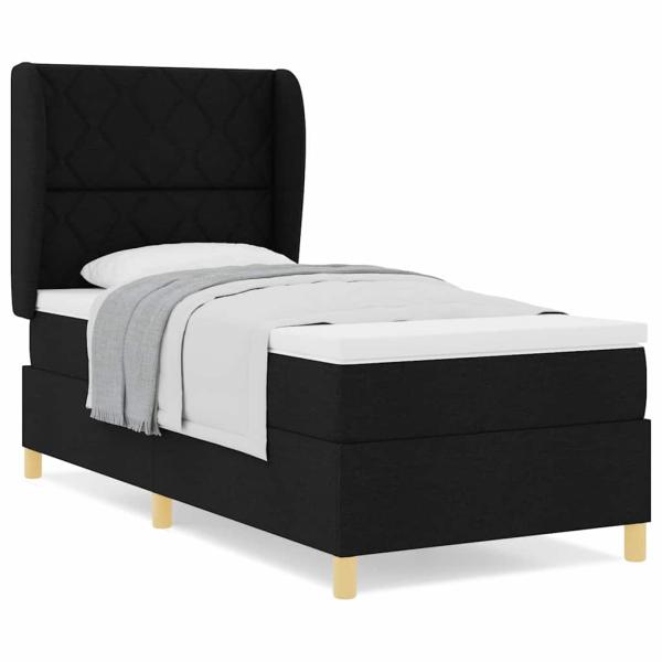 Boxspringbett mit Matratze Schwarz 100x200 cm Stoff