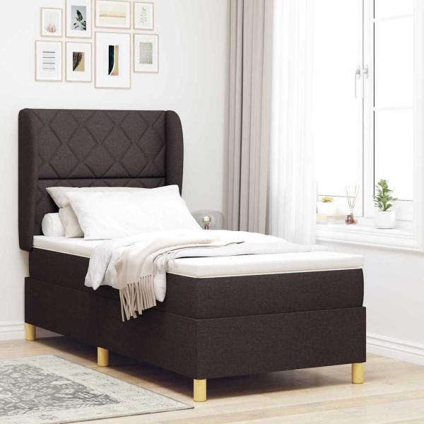 ARDEBO.de - Boxspringbett mit Matratze Dunkelbraun 100x200 cm Stoff