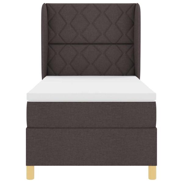 Boxspringbett mit Matratze Dunkelbraun 100x200 cm Stoff