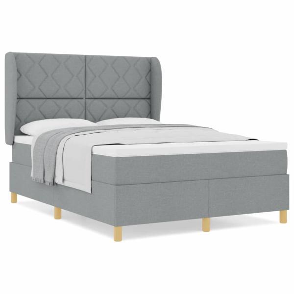Boxspringbett mit Matratze Hellgrau 140x200 cm Stoff