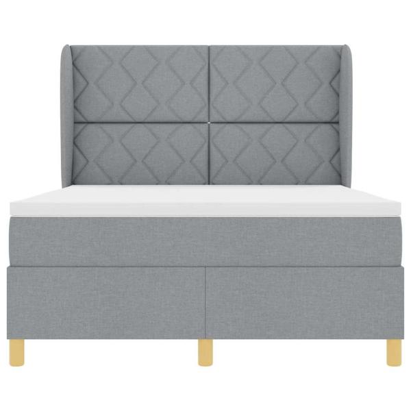 Boxspringbett mit Matratze Hellgrau 140x200 cm Stoff