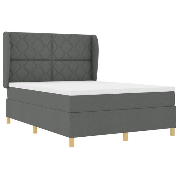 Boxspringbett mit Matratze Dunkelgrau 140x200 cm Stoff