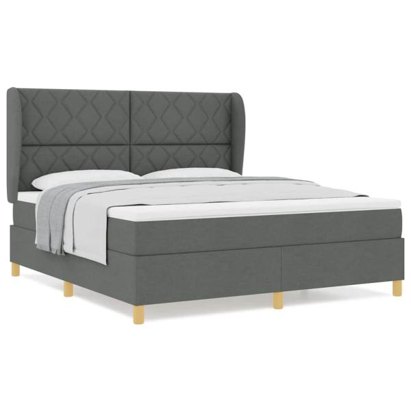 Boxspringbett mit Matratze Dunkelgrau 180x200 cm Stoff
