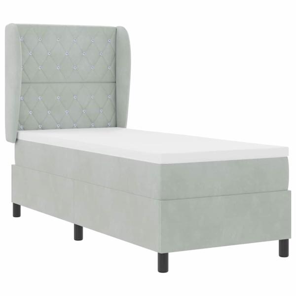 Boxspringbett mit Matratze Hellgrau 80x200 cm Samt