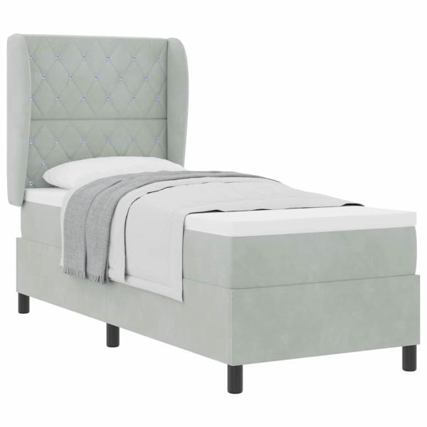 Boxspringbett mit Matratze Hellgrau 80x200 cm Samt