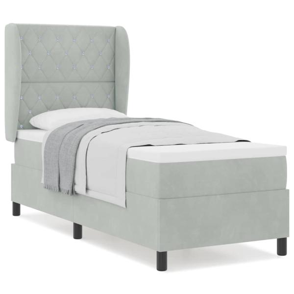 Boxspringbett mit Matratze Hellgrau 80x200 cm Samt