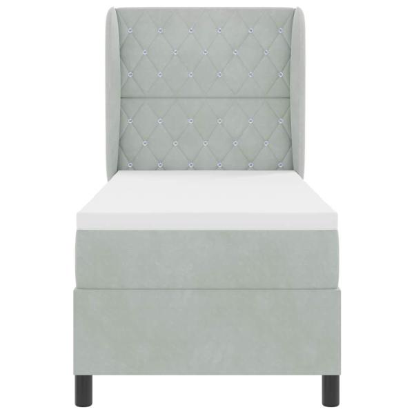 Boxspringbett mit Matratze Hellgrau 80x200 cm Samt