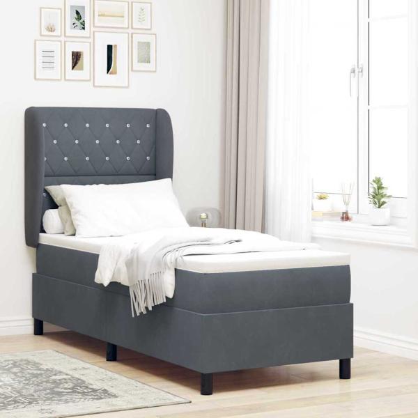 ARDEBO.de - Boxspringbett mit Matratze Dunkelgrau 80x200 cm Samt