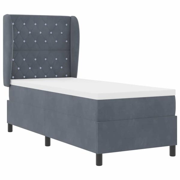 Boxspringbett mit Matratze Dunkelgrau 80x200 cm Samt
