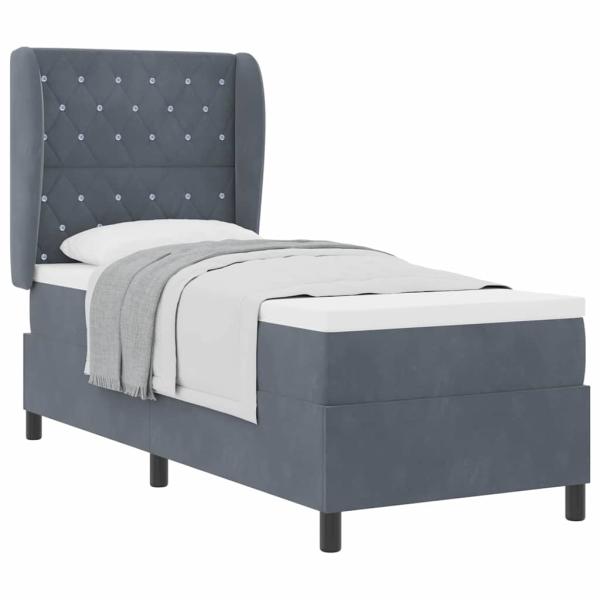 Boxspringbett mit Matratze Dunkelgrau 80x200 cm Samt