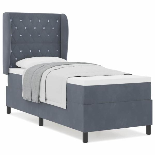 Boxspringbett mit Matratze Dunkelgrau 80x200 cm Samt