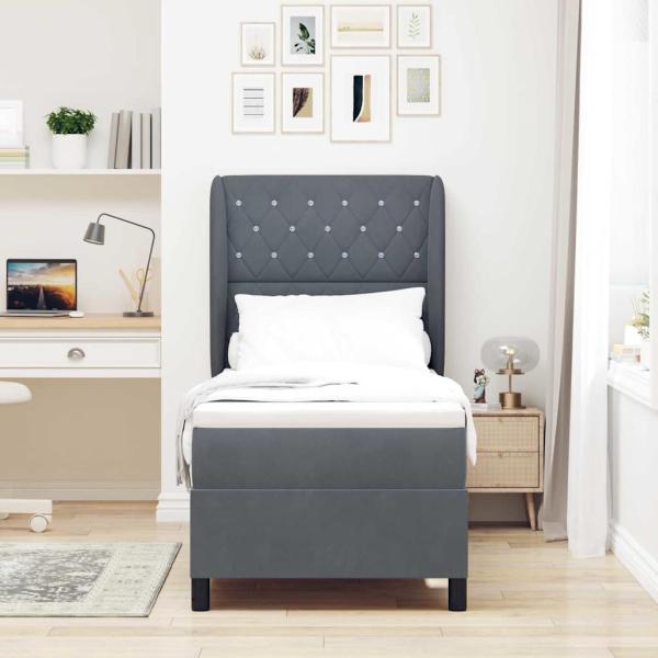 Boxspringbett mit Matratze Dunkelgrau 80x200 cm Samt