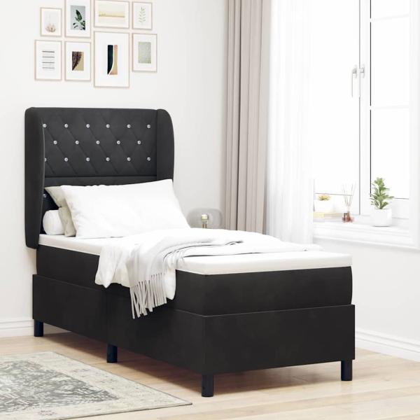 ARDEBO.de - Boxspringbett mit Matratze Schwarz 80x200 cm Samt